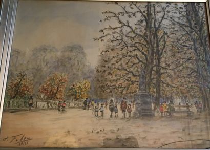 null FABVRE. 

"Scène de parc"

aquarelle signée en bas à gauche et datée 1931 

45...