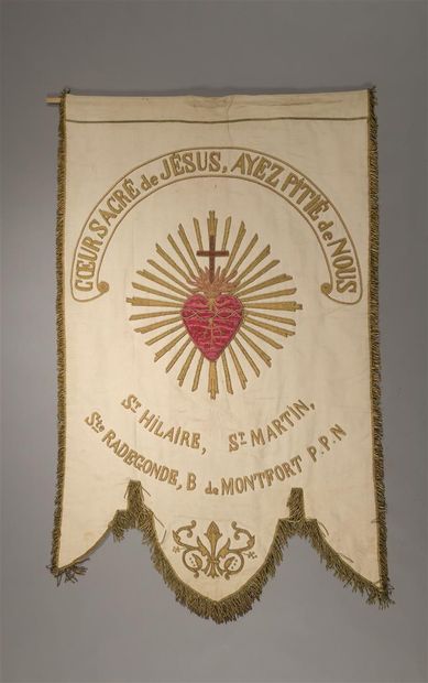 null Bannière de pèlerinage marial de la ville

de Poitiers, début du XXe siècle,...