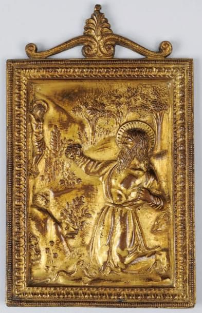 Baiser de paix en bronze, saint Jérôme pénitent,...