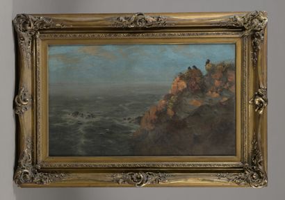  Alfred BACHMANN (1880-1964) 
Corbeaux regardant la mer, Bretagne 
Huile sur toile,...