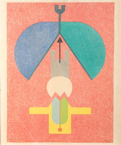  Dominique LASSALLE (born in 1953) 
Childbirth 
Print in colours, titled and dated...