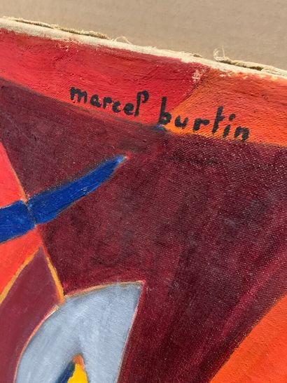  Marcel BURTIN (1902-1979) 
Les voiles rouges 
Huile sur toile signée en haut à droite,...