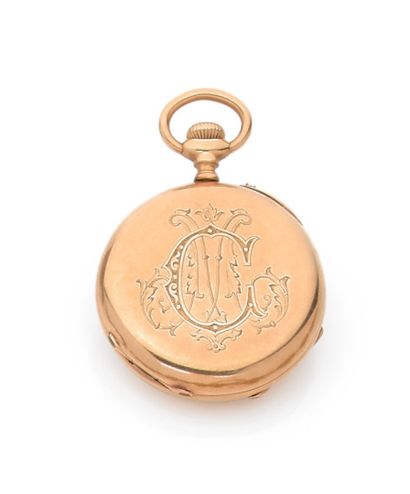 null Neck watch, yellow gold case engraved with an MC monogram. Gold case. 

Cylinder...