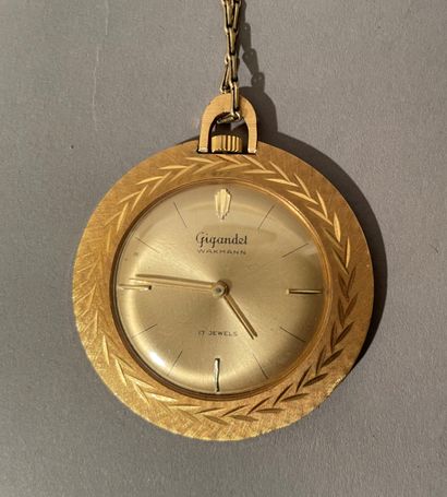 GIGANDET - Pocket watch and chain in gold...