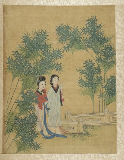 null CHINE - XIXe siècle

Album en hauteur de treize encre et couleurs sur soie à...