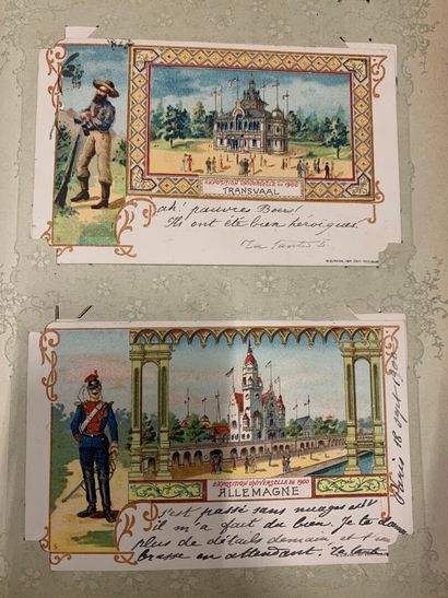 null Un album de cartes postales en majorité de l'Exposition universelle de Paris...