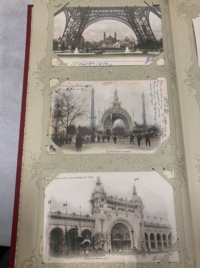 null An album of postcards mostly from the 1900 Paris World's Fair including many...