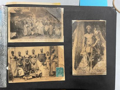 null Un album de cartes d'Afrique et d'Asie dont 15 belles cartes du Dahomey, 15...