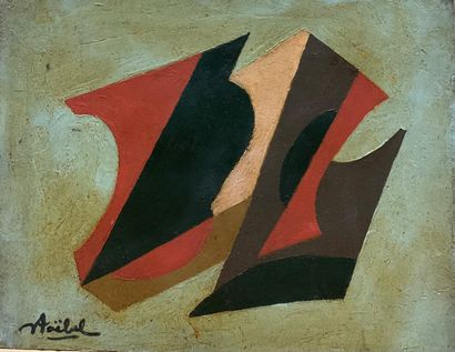 null STOEBEL Edgar (1909-2001) 

Compositions 

Deux huiles sur panneau formant pendant,...