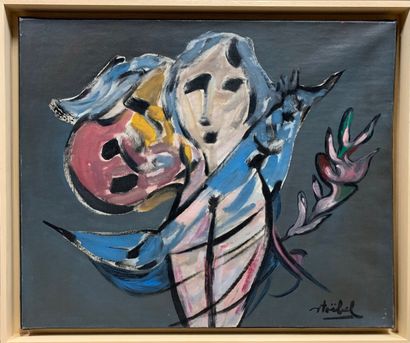 null STOEBEL Edgar (1909-2001) 

Femme à l'oiseau bleu

Huile sur toile signée en...