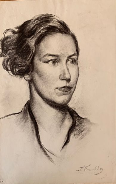 null Leonide FRECHKOP( Moscou 1897-1982 Bruxelles)

Portrait de femme, au verso portrait...