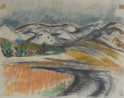  Willly EISENSCHITZ 
(Wien 1889 1974 Paris) 
Hilly landscape 
Pastel on paper 
Signed...