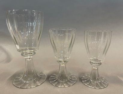 null Two parts of services of glasses (three sizes of glasses) 

Four champagne flutes...