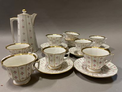 null Limoges, part of a coffee service "Comte d'Artois" in porcelain decorated with...