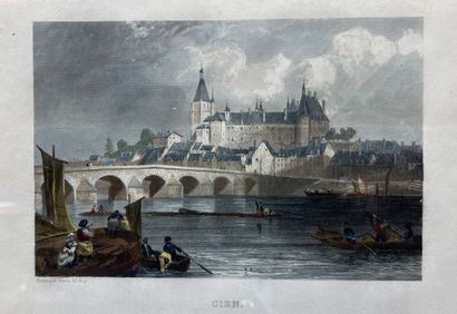 null Lot of framed engravings "Views of French cities" and various.