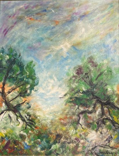 null Lot de tableaux :

-Jean MORE, "Rivière dans un sous-bois", huile sur toile...