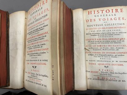 null Box of bound books including three volumes of "L'Histoire des voyages