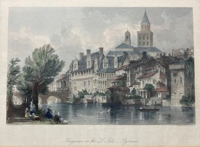 null Lot of framed engravings "Views of French cities" and various.
