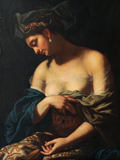 Ecole italienne probablement du XVII° siècle Portrait de femme (Artémise ?) Huile...
