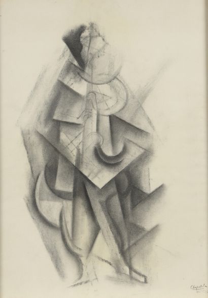  Youla CHAPOVAL 
(Kiev 1919 1951 Paris) 
Cubist Man, 1947 
Charcoal, signed and dated...