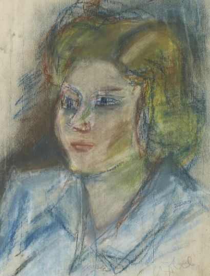  Bela CZOBEL (Budapest 1883 – 1976 Szentendre) Potrait d’une femme Pastel, signé...