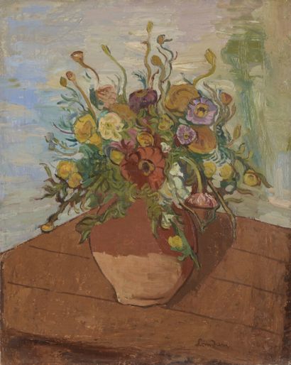 null Zygmunt LANDAU 	

(Lodz 1898 1962 Tel Aviv)

Bouquet d'anémones

Huile sur toile,...