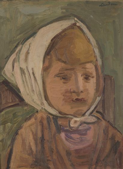 null Zygmunt LANDAU

(Lodz 1898 1962 Tel Aviv)

Girl with kerchief

Oil on board,...