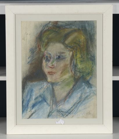  Bela CZOBEL (Budapest 1883 – 1976 Szentendre) Potrait d’une femme Pastel, signé...