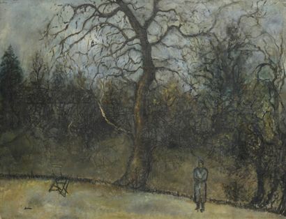  Isaac ANTCHER	 
(Peresecina 1899 1992 Paris) 
Dans un parc 
Huile sur toile, signée...