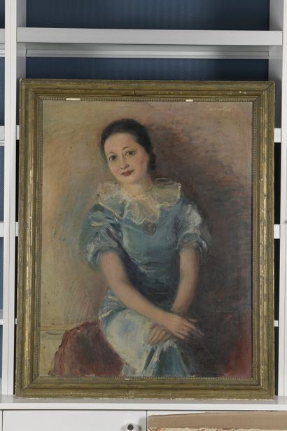null Raymond KANELBA 

(Varsovie 1897 1960 Londres)

Portrait de femme en robe verte

Huile...