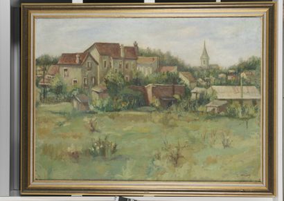 null Leon WEISSBERG

(Przeworsk 1895 1942 deported)

Village with a bell tower ca.1928

Oil...
