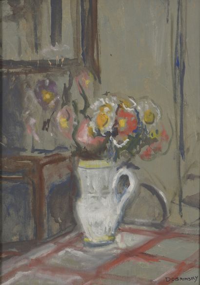 null Isaac DOBRINSKY

(Makarov 1891 1973 Paris)

Pitcher of flowers

Oil on cardboard,...