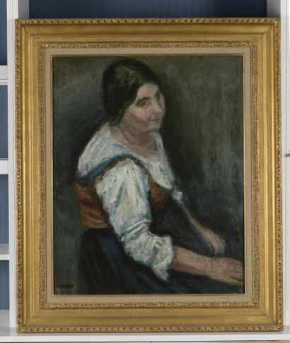  Max BAND 
(Naumestis 1900 1974 New York) 
Femme assise 
Huile sur toile, signée...