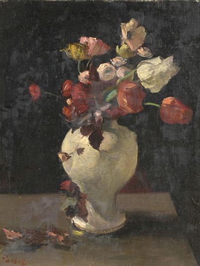  Alexandre GARBELL (Riga 1903 - 1970 Paris) Bouquet of tulips and anemones Oil on...