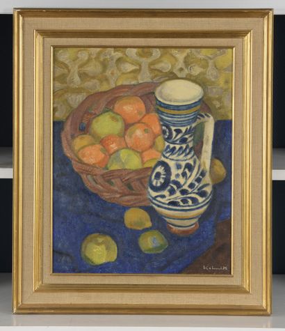 null Arthur KOLNIK

(Stanislawow 1890 1972 Paris)

Still life with a basket of apples

Oil...