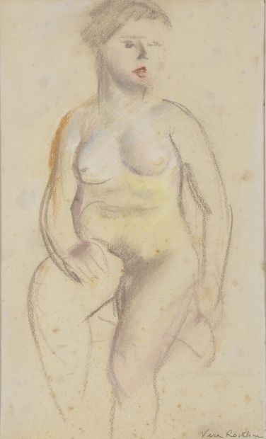  Vera ROCKLINE 
(Moscow 1896 1934 Paris) 
Seated Nude 
Pastel on paper, signed lower...