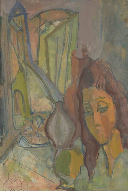 null Zygmunt LANDAU 			

(Lodz 1898 1962 Tel Aviv)

Femme à la fenêtre 

Aquarelle,...