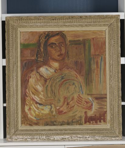 null VOSCO (Sarah Voscoboinic) 

(1908 1968)

Portrait of a woman

Oil on canvas,...