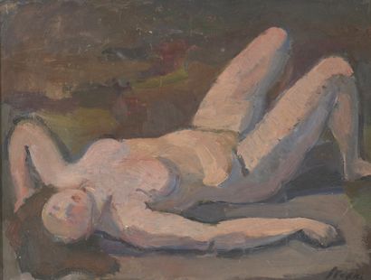 null Marceli SLODKI

(Lodz 1892 1944 deported)

Reclining Nude

Oil on cardboard,...
