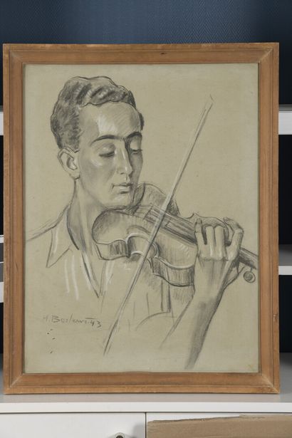 null Henryk BERLEWI		

(Varsovie 1894 1967 Paris)

Le violoniste, 1943

Fusain et...