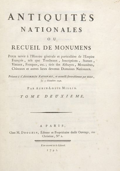 null MILLIN, Aubin-Louis - Antiquités nationales, ou Recueil de monumens pour servir...