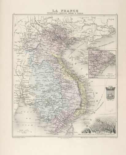 null . ATLAS] - VUILLEMIN, A. - New illustrated atlas. France and its colonies. One...