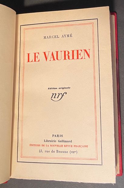 null AYME, Marcel - Le Vaurien. Paris, Gallimard, 1931. In-12, vermilion half-chagrin...