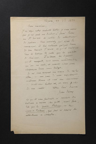null VERNE Jules [Nantes, 1828 - Amiens, 1905], French novelist.


	Autograph letter...