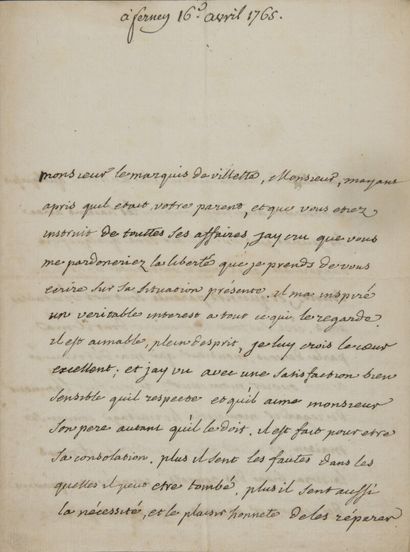 null VOLTAIRE (François-Marie Arouet, dit) [Paris, 1694 - id., 1778], écrivain français.


	Lettre...