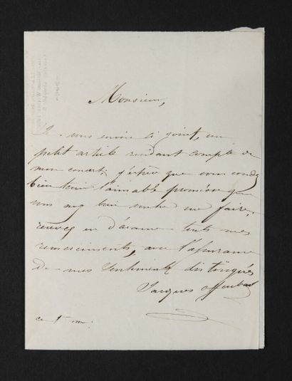 null OFFENBACH Jacques [Cologne, 1819 - Paris, 1880], compositeur français.


	Lettre...