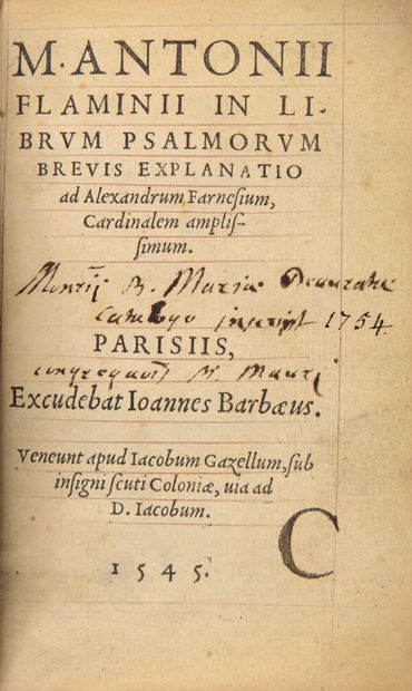 null FLAMINIUS, Marc-Antoine - M. Antonii Flaminii in Librum Psalmorum brevis explanatio...