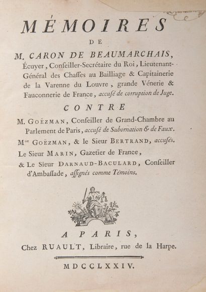 null BEAUMARCHAIS, Pierre Augustin Caron de - Mémoires de M. Caron de Beaumarchais,...