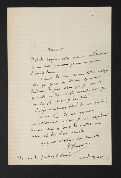 null FLAUBERT Gustave [Rouen, 1821 - Croisset, 1880], écrivain français.


	Lettre...