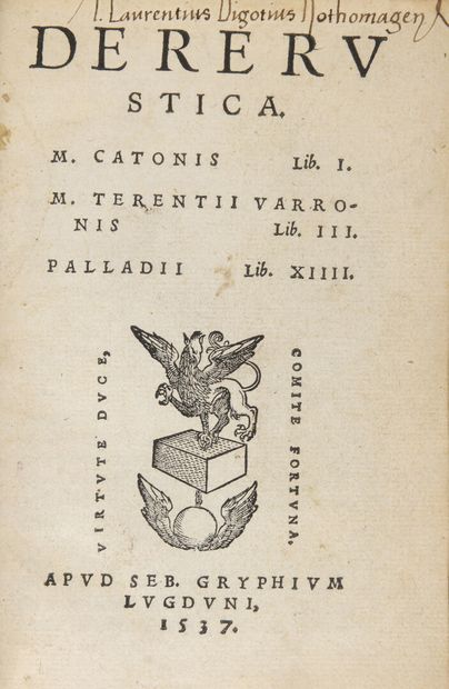 null SCRIPTORES REI RUSTICAE] - De Re Rustica. M. Catonis, lib. I. - M. Terentii...